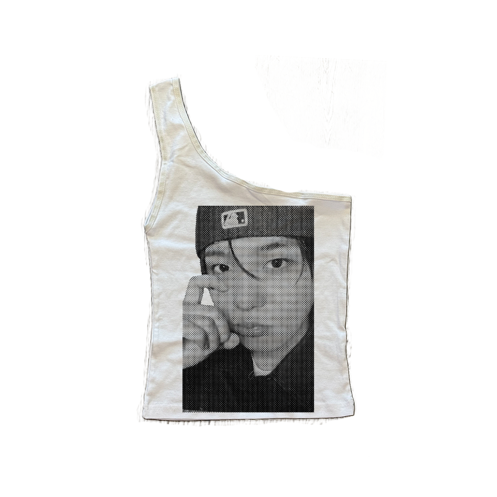 ateez facecard one shoulder top