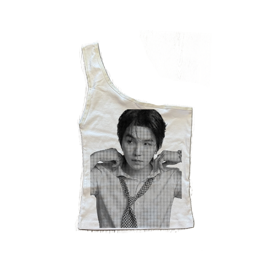 bts facecard one shoulder top
