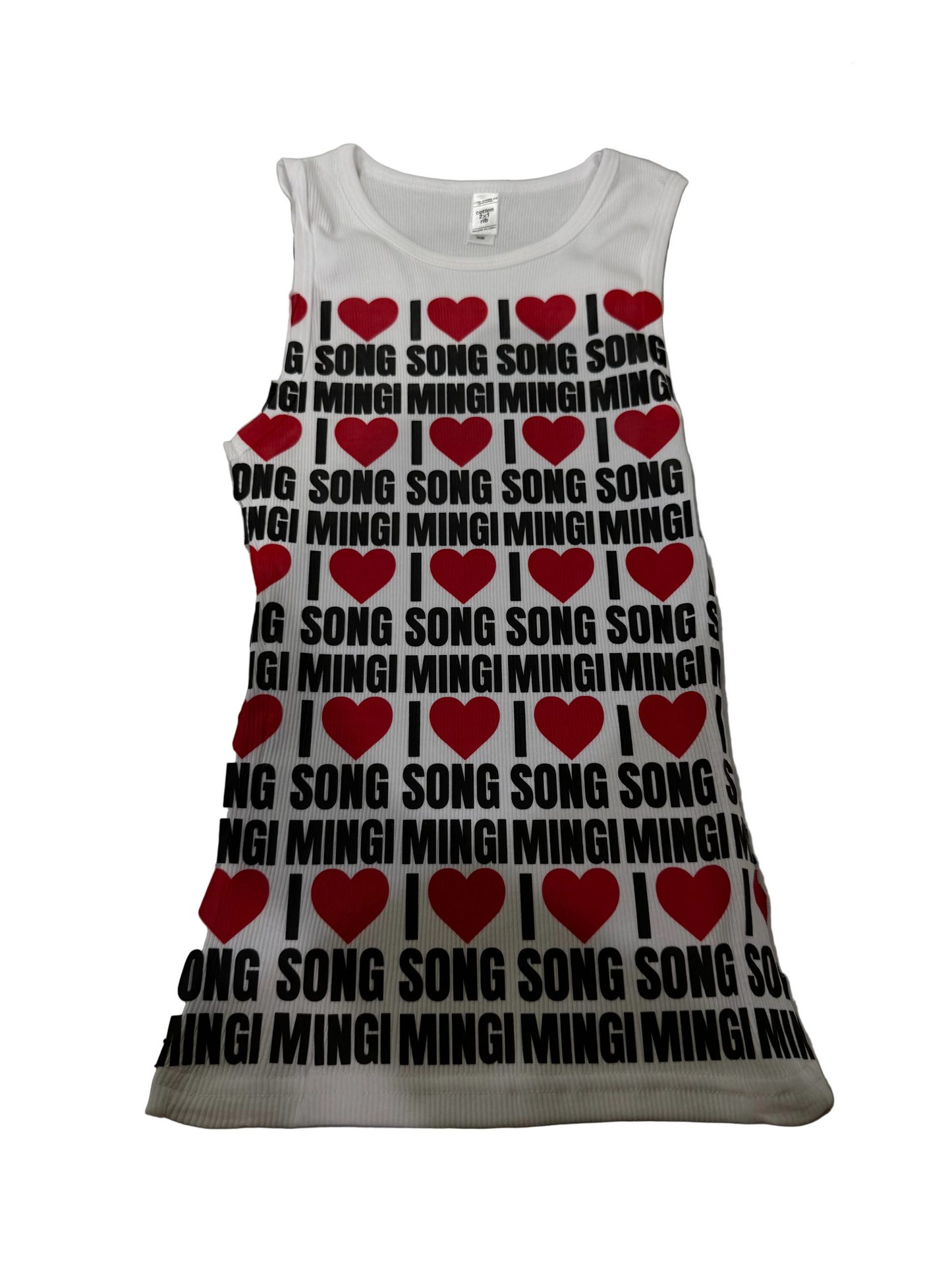 I love song mingi all over print tank