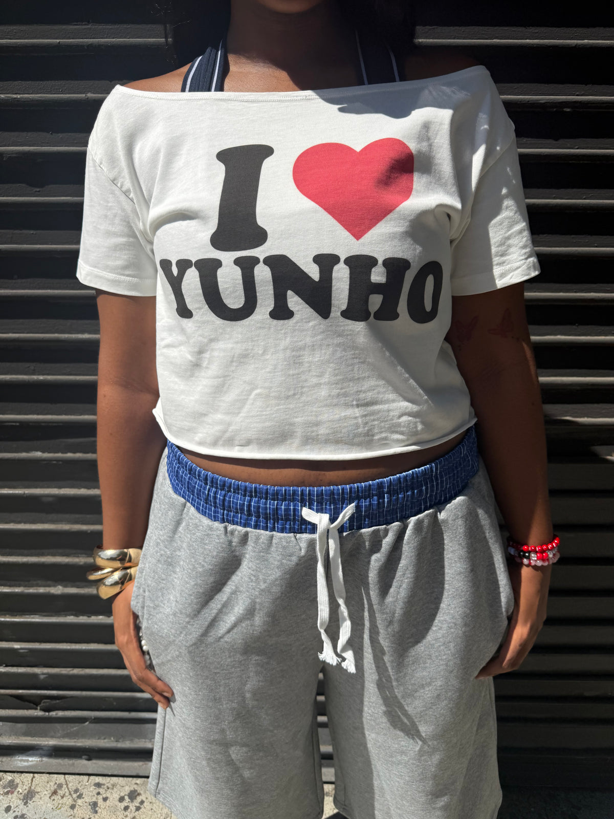 CUSTOM I love my bias off the shoulder top