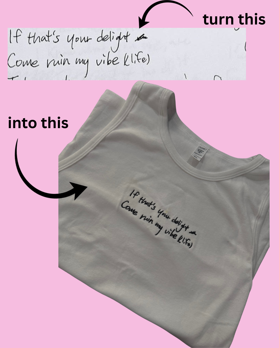 CUSTOM handwritten embroidery