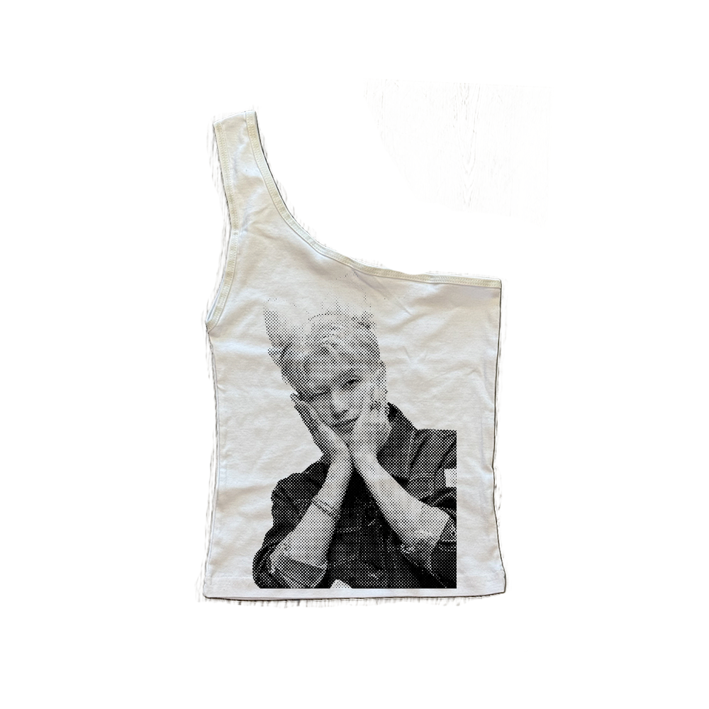 ateez facecard one shoulder top