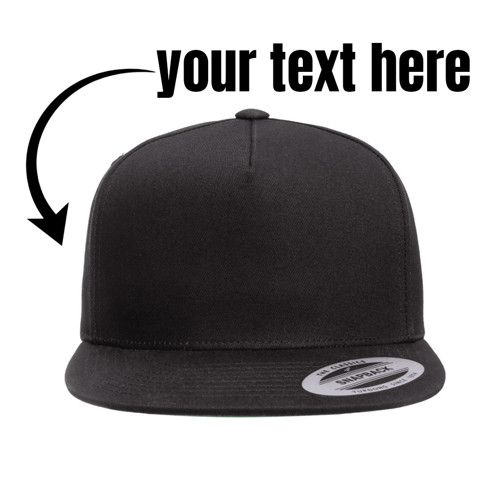 CUSTOM embroidered black flat rim hat