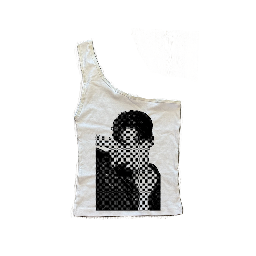 ateez facecard one shoulder top